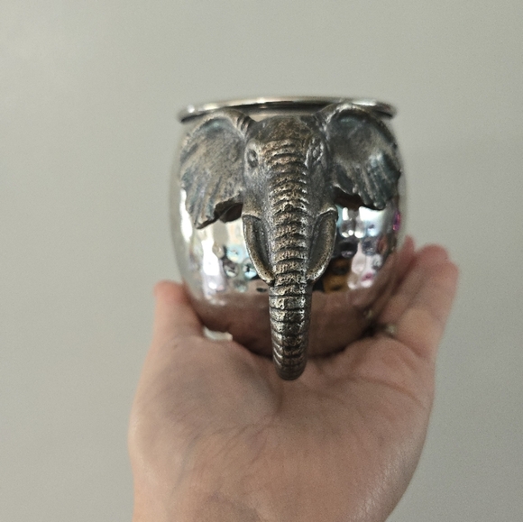 Pier 1 Imports Hammered Metal African Elephant Mug Cup - Picture 2 of 9